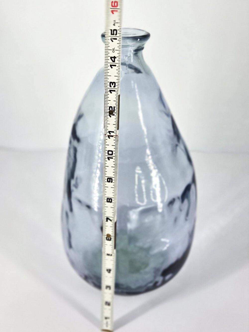 Handmade 100% Recycled Oblong Blue Balloon Glass Vase/Bottle Made in Spain - Picture 6 of 10
